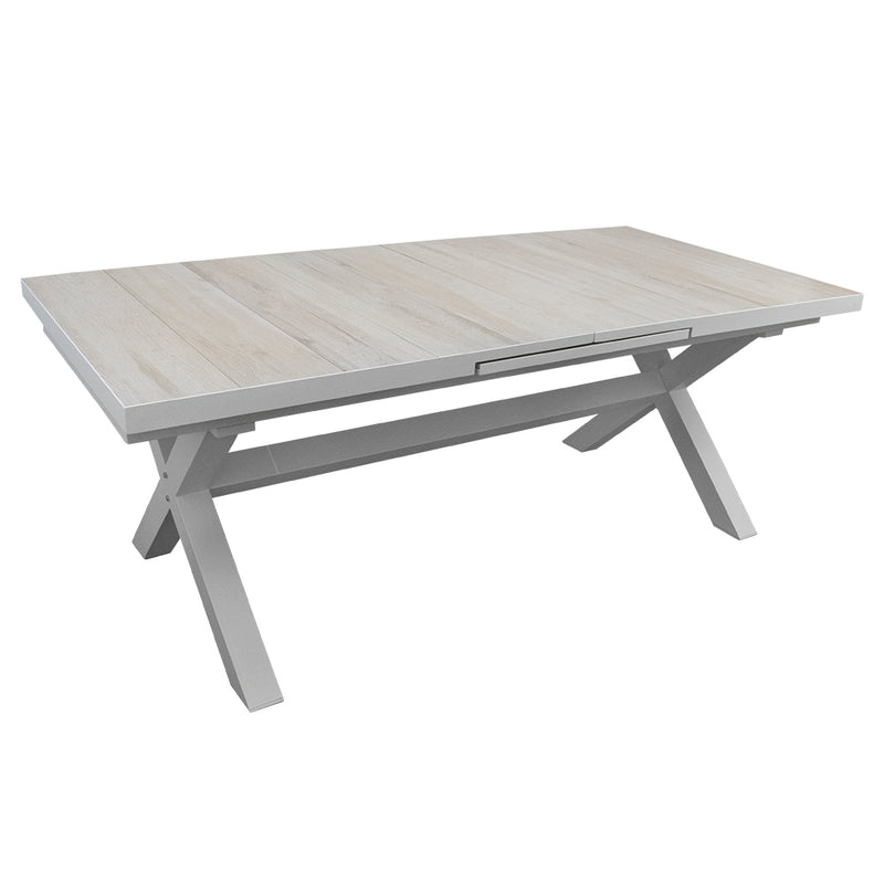 Cargue la imagen en el visor de la galería, Comedor Expandible 2 M / 2.6 M para Exterior o Jardin de Lujo Sultan + 8 Koshem Blanco