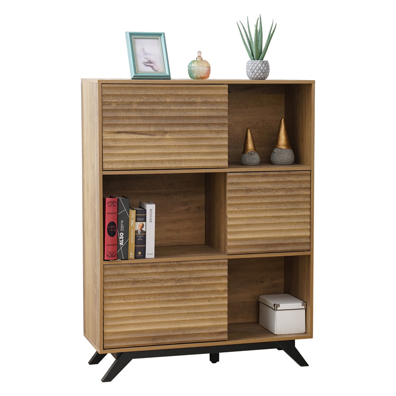 Cargue la imagen en el visor de la galería, Aparador 31511 con puertas color Natural 3 niveles - 31511