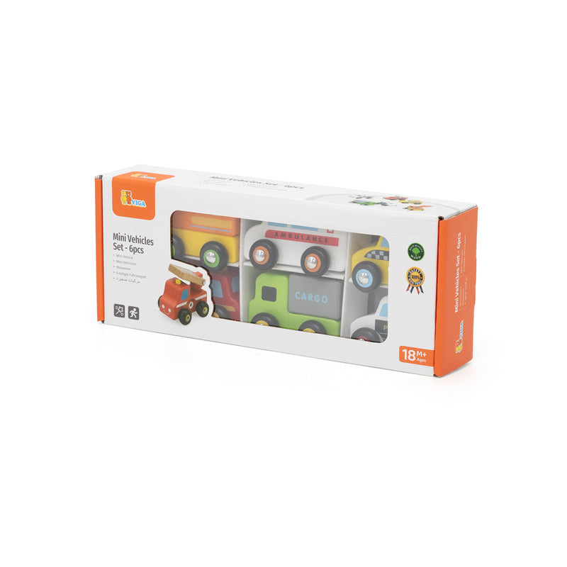 Cargue la imagen en el visor de la galería, Juego de minivehículos de madera - 59621N