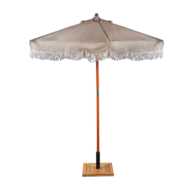 Cargue la imagen en el visor de la galería, Sombrilla CULIN 60100E con flecos+ Base Ponte de granito, para Jardín color crema - 60100E-PO