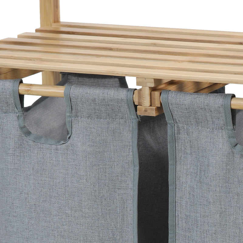 Cargue la imagen en el visor de la galería, Stand Cestos de Lavado de Bambú - 89705D-B