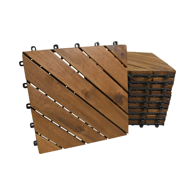 Cargue la imagen en el visor de la galería, Caja de 10 pz-Piso Modular de madera Acacia Color Natural -8SLATS/910 CasaEaster