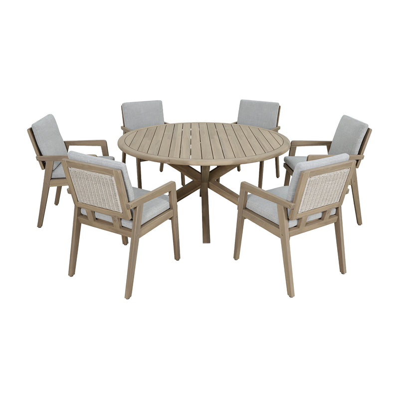 Cargue la imagen en el visor de la galería, Comedor redondo de madera ALPS 1.5M + 6 sillas Alps color natural - HUC28332-9623