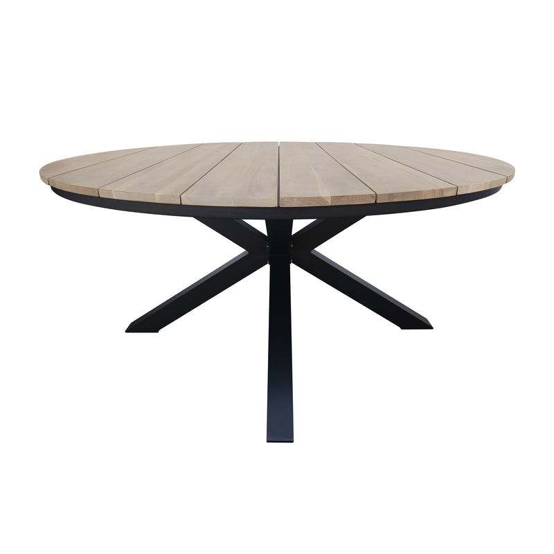 Cargue la imagen en el visor de la galería, Mesa de Comedor Circular 1.6 M para exterior estilo redonda Color Negro ARO-75796