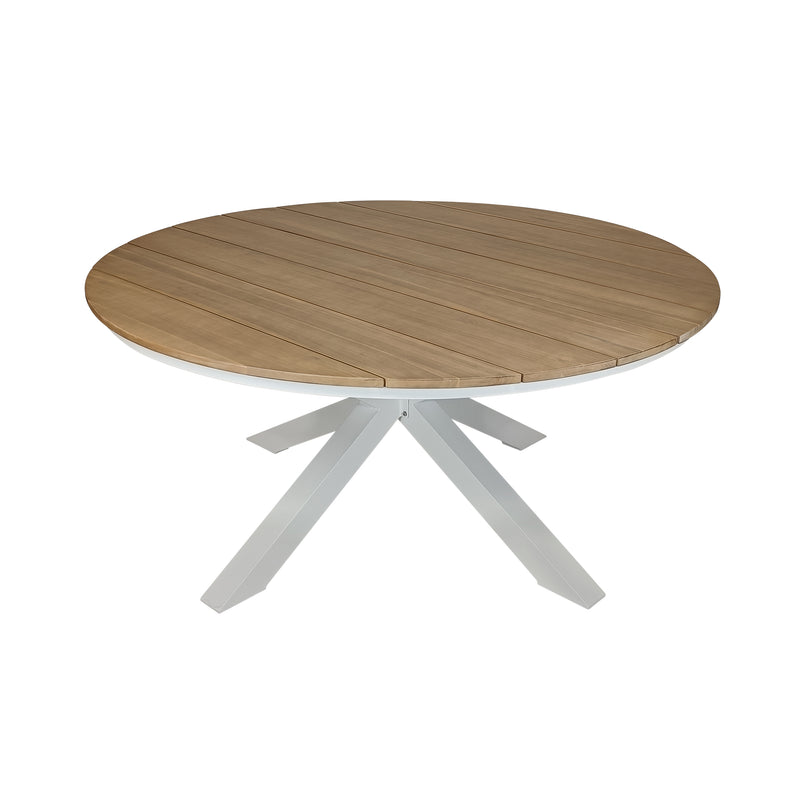 Cargue la imagen en el visor de la galería, Mesa de Comedor Circular 1.6 M para exterior estilo redonda Color Blanco ARO -75795