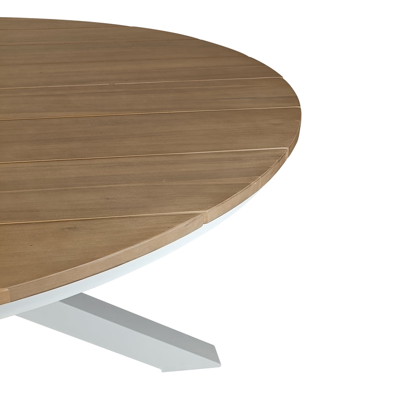 Cargue la imagen en el visor de la galería, Mesa de Comedor Circular 1.6 M para exterior estilo redonda Color Blanco ARO -75795