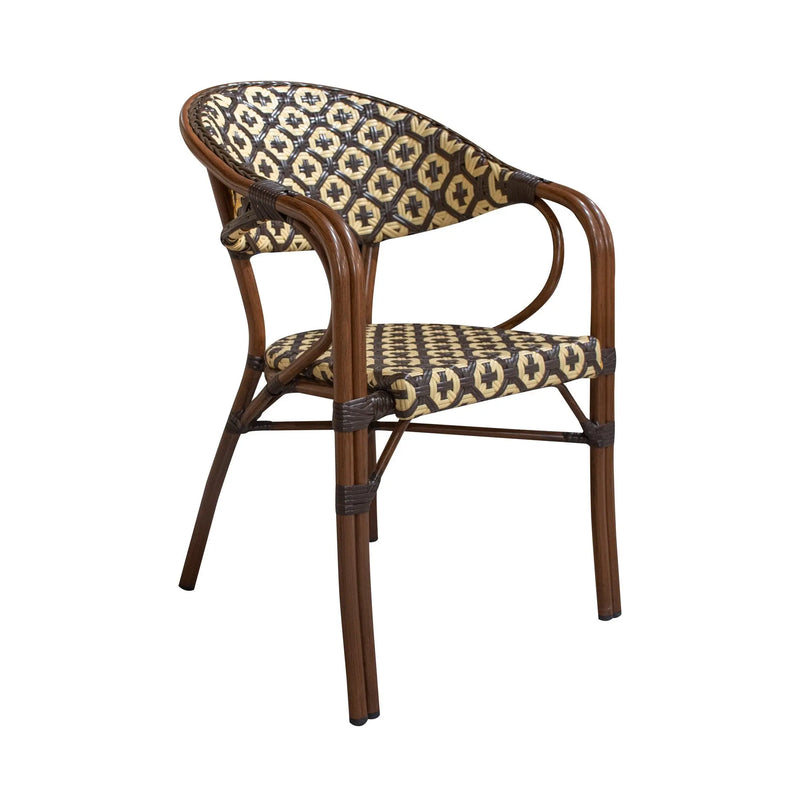 Cargue la imagen en el visor de la galería, Silla de Rattan para Exterior Color Flores/Amarillo WILLSI-WI-39