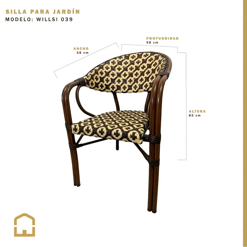 Cargue la imagen en el visor de la galería, Silla de Rattan para Exterior Color Flores/Amarillo WILLSI-WI-39