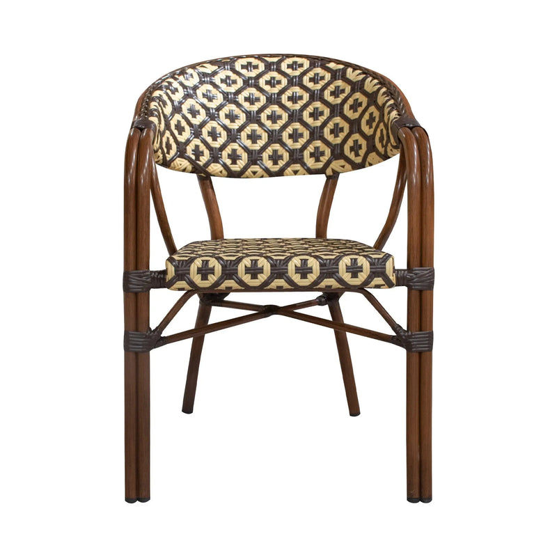 Cargue la imagen en el visor de la galería, Silla de Rattan para Exterior Color Flores/Amarillo WILLSI-WI-39