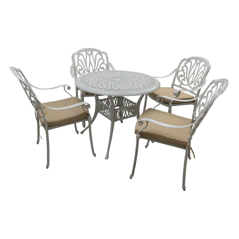 Cargue la imagen en el visor de la galería, AnteComedor para Exterior o Jardin Austin Blanco +4 sillas-S-2110