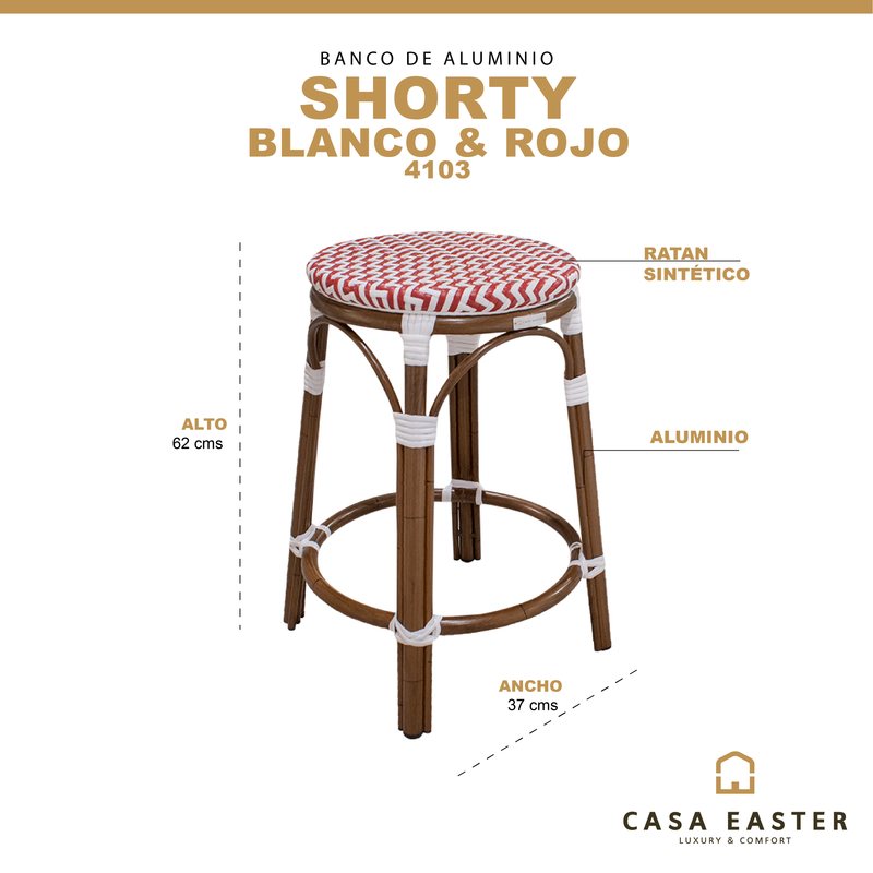 Cargue la imagen en el visor de la galería, Banco de Aluminio Blanco/Rojo SHORTY-4103