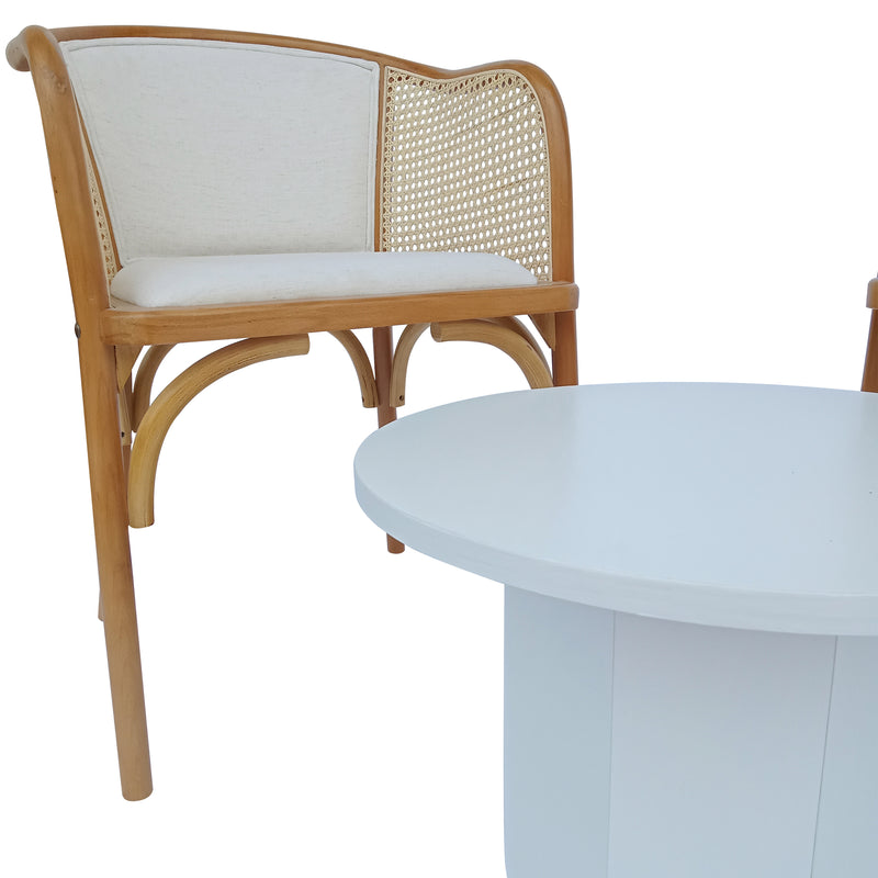 Cargue la imagen en el visor de la galería, Set Bistro BS59W blanca + Silla XN2201BRN color natural