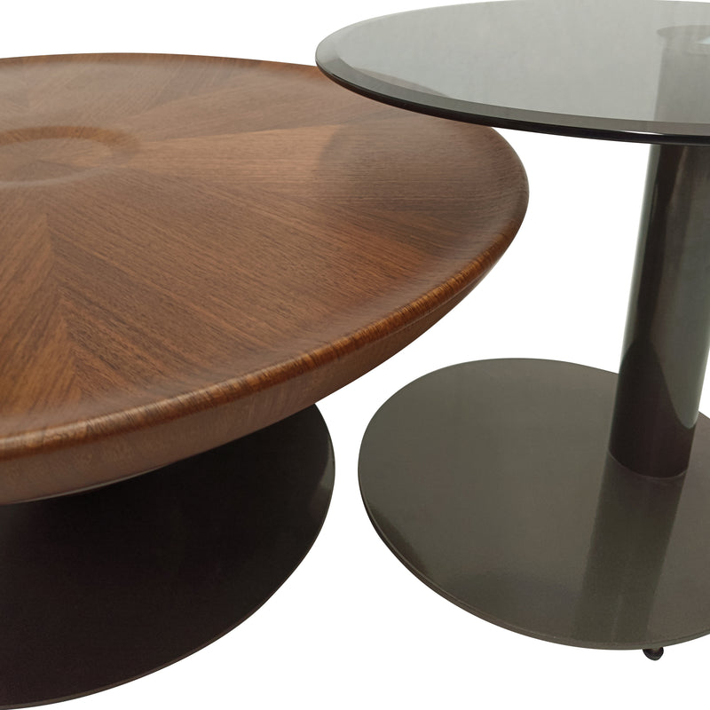 Cargue la imagen en el visor de la galería, Mesa de Centro de interior doble BIWA color Cafe 2 PIEZAS D.80cms, D.50cms - GB08485