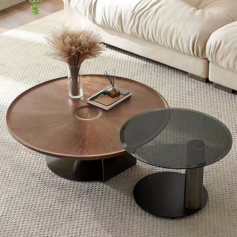 Cargue la imagen en el visor de la galería, Mesa de Centro de interior doble BIWA color Cafe 2 PIEZAS D.80cms, D.50cms - GB08485