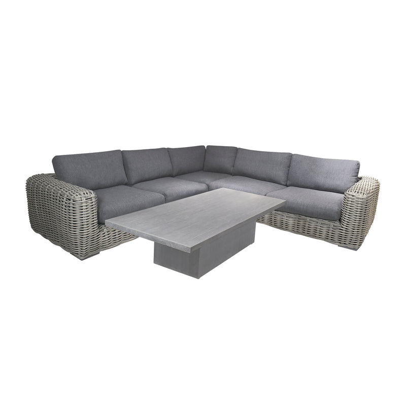 Cargue la imagen en el visor de la galería, Sala Con Mesa Rectangular 1.85 M para Exterior e Interior de Rattan Color Carbon BURLEY-SRMBCMC