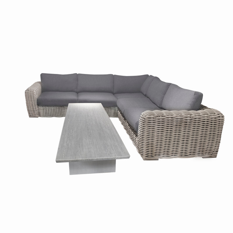 Cargue la imagen en el visor de la galería, Sala Con Mesa Rectangular 1.85 M para Exterior e Interior de Rattan Color Carbon BURLEY-SRMBCMC