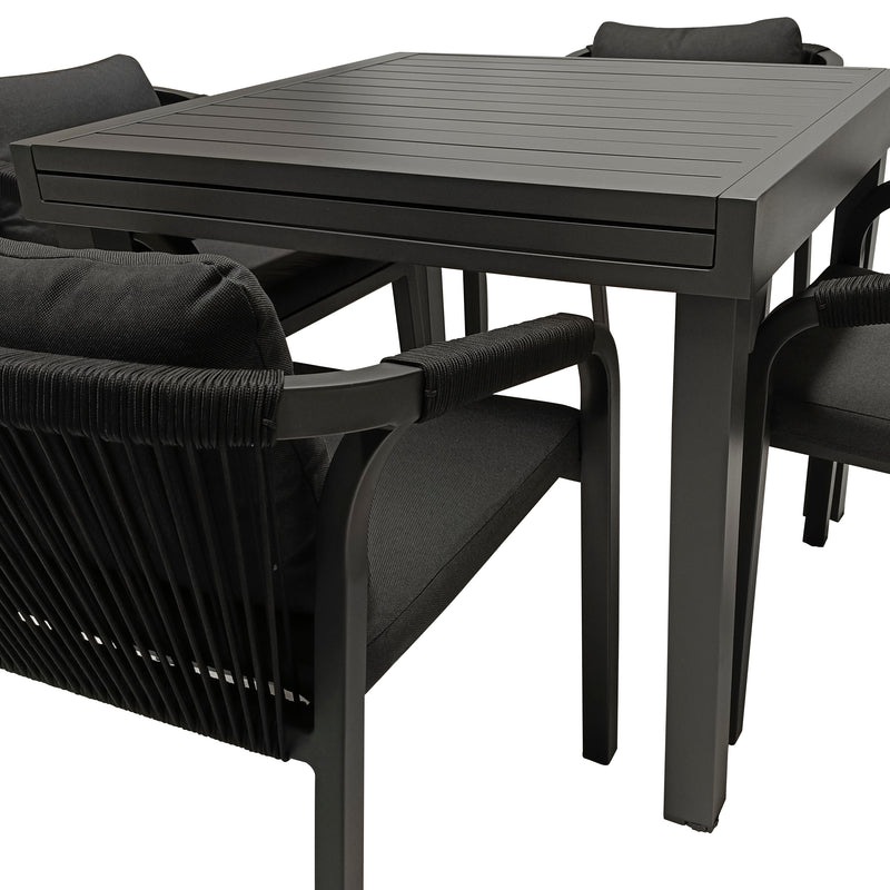 Cargue la imagen en el visor de la galería, Comedor Expandible Baluteli 1.8 M + 6 sillas Ancona color Carbon