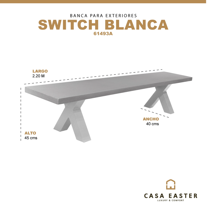 Cargue la imagen en el visor de la galería, Banca Rectangular Estructura de Aluminio Color Blanco SWITCH -61493A CasaEaster
