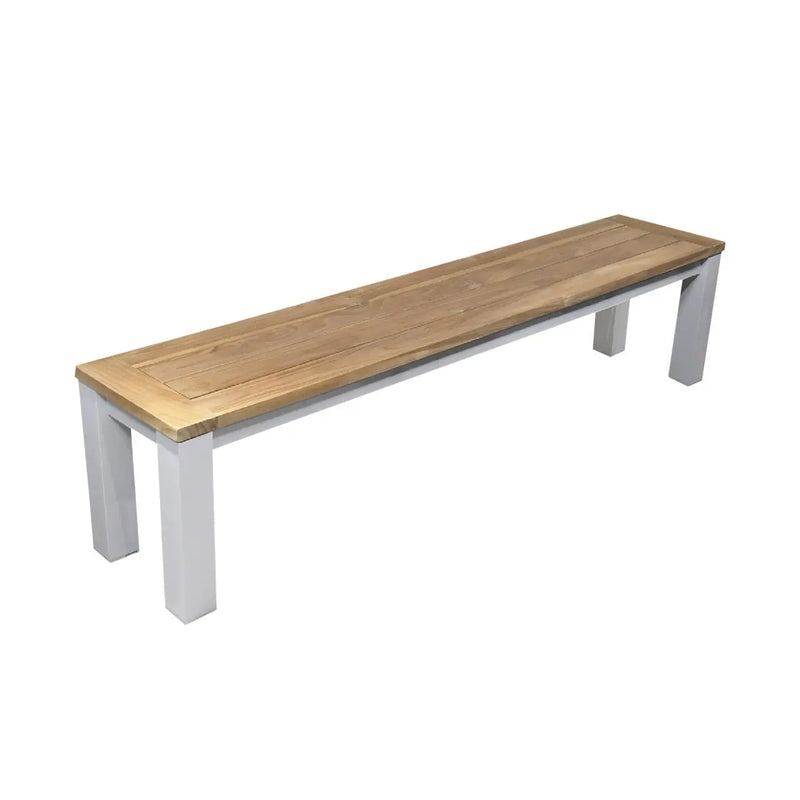 Cargue la imagen en el visor de la galería, Banca Rectangular de Madera Teca Color blanco CLAY-55629-B