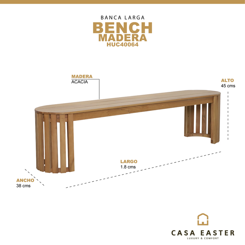 Cargue la imagen en el visor de la galería, Banca madera Rectangular Bench HUC40064 CasaEaster