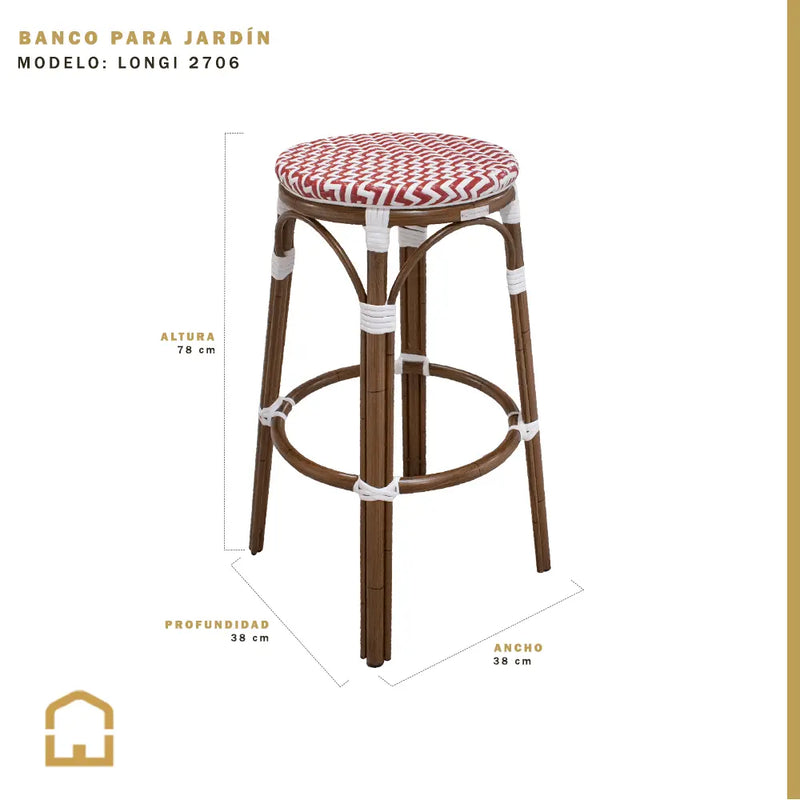 Cargue la imagen en el visor de la galería, Banco de barra para Jardin y Exterior de Aluminio Color Rojo LONGI-2706