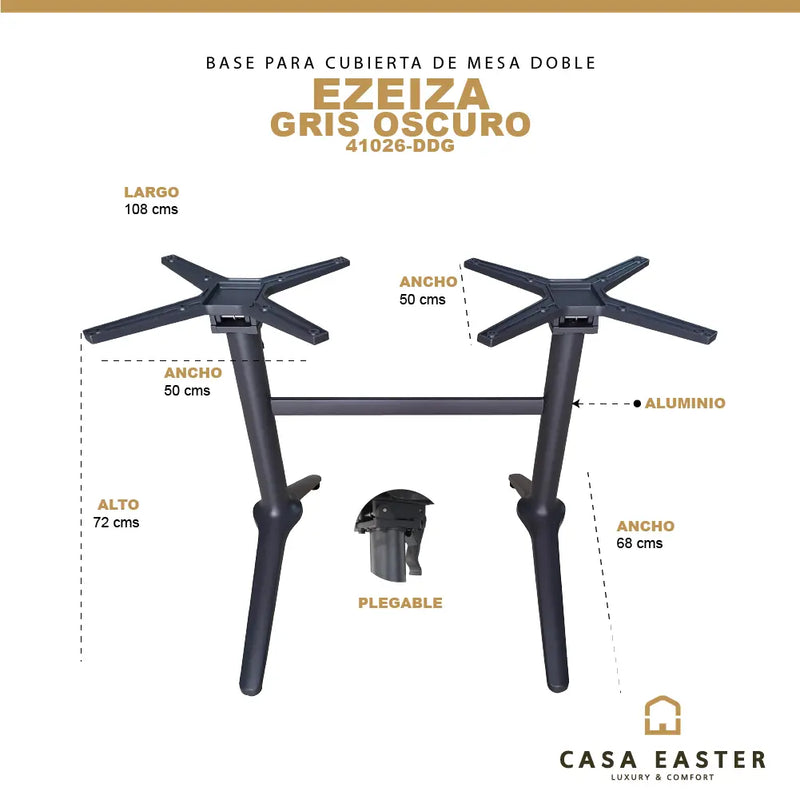 Cargue la imagen en el visor de la galería, Base Doble Para Cubierta de Mesa de Aluminio Color Gris Oscuro EZEIZA-41026-DDG CasaEaster