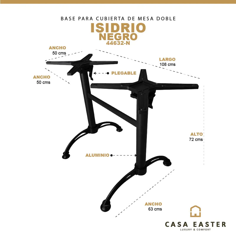 Cargue la imagen en el visor de la galería, Base Doble Para Cubierta de Mesa de Aluminio Color Negro-ISIDRO-44632-N CasaEaster