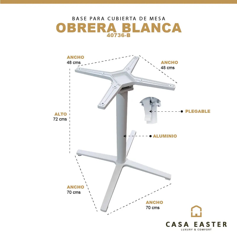Cargue la imagen en el visor de la galería, Base Para Cubierta de Mesa de Aluminio Color Blanco OBRERA BLANCA-40736-B CasaEaster