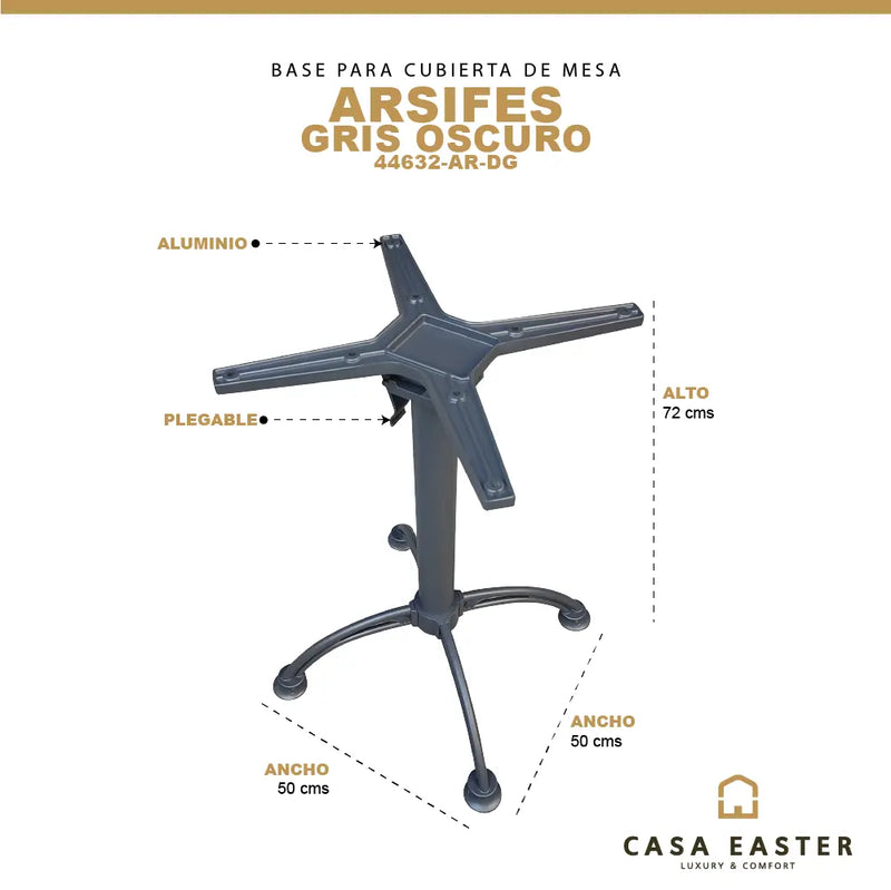 Cargue la imagen en el visor de la galería, Base Para Cubierta de Mesa de Aluminio Color Gris Oscuro ARSIFES-44632-AR-DG CasaEaster