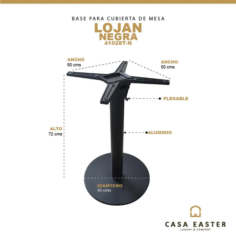 Cargue la imagen en el visor de la galería, Base Para Cubierta de Mesa de Aluminio Color Negro-LOJAN-41028T-N CasaEaster