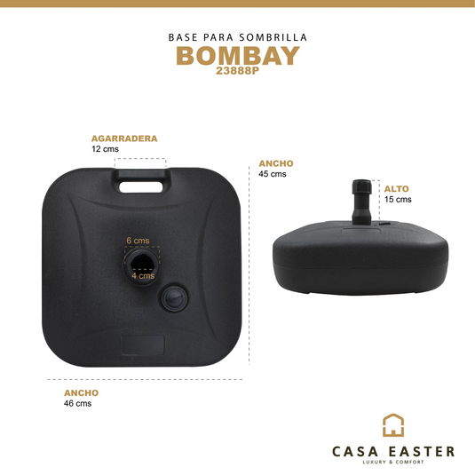 Base para Sombrilla  Color Negro BOMBAY -23888P CasaEaster
