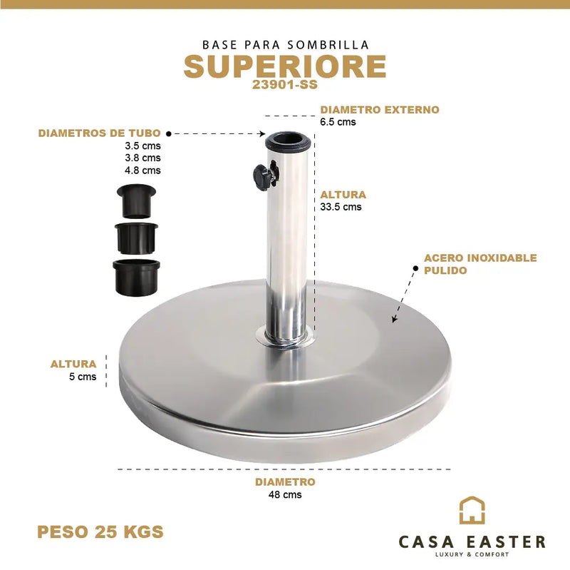 Cargue la imagen en el visor de la galería, Base para Sombrilla Color Plateado-SUPERIORE 23000- 23000 CasaEaster