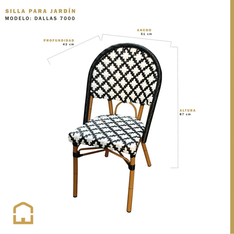 Cargue la imagen en el visor de la galería, Silla de Rattan para exterior e interior Color Negro/Blanco DALAS -DA70