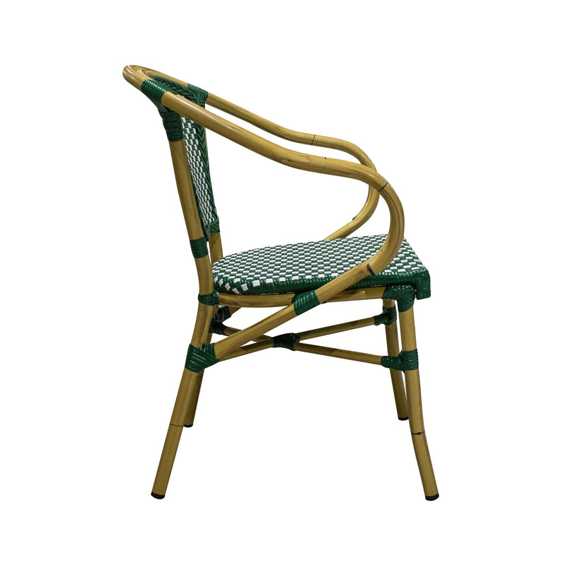 Cargue la imagen en el visor de la galería, Silla de Rattan para exterior e interior Color Verde/Blanco INDIA 302-OC01