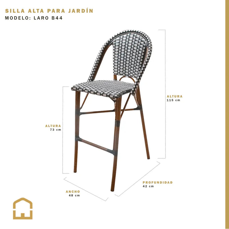 Cargue la imagen en el visor de la galería, Silla Alta para Exterior e Interior De Rattan Color Negro/Blanco LARO-B44