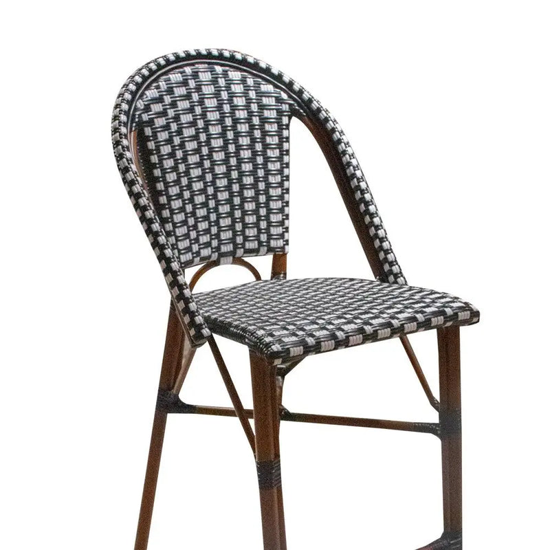 Cargue la imagen en el visor de la galería, Silla Alta para Exterior e Interior De Rattan Color Negro/Blanco LARO-B44