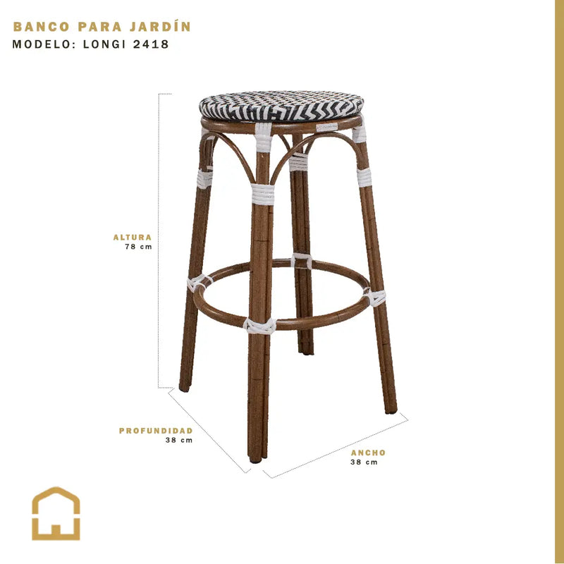 Cargue la imagen en el visor de la galería, Banco de barra para Jardin y Exterior de Aluminio Color Negro/Blanco LONGI-2418