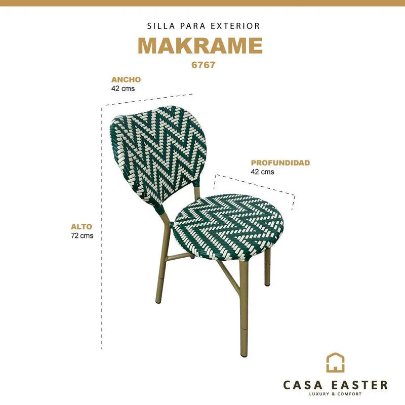 Cargue la imagen en el visor de la galería, Silla de Rattan para exterior e interior Color Verde/ Blanco MAKRAME -6767