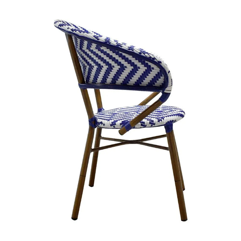 Cargue la imagen en el visor de la galería, Silla de Rattan para exterior e interior Color Azul/Blanco OLIMPIA-OL36