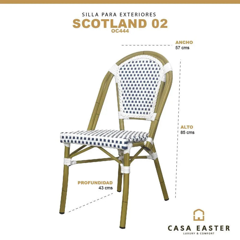 Cargue la imagen en el visor de la galería, Silla de Rattan para exterior e interior Color Azul/Blanco SCOOTLAND 02 -0C444