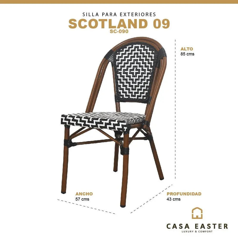 Cargue la imagen en el visor de la galería, Silla de Rattan para exterior e interior Color Negro/Blanco SCOOTLAND - SCOOTLAND 09