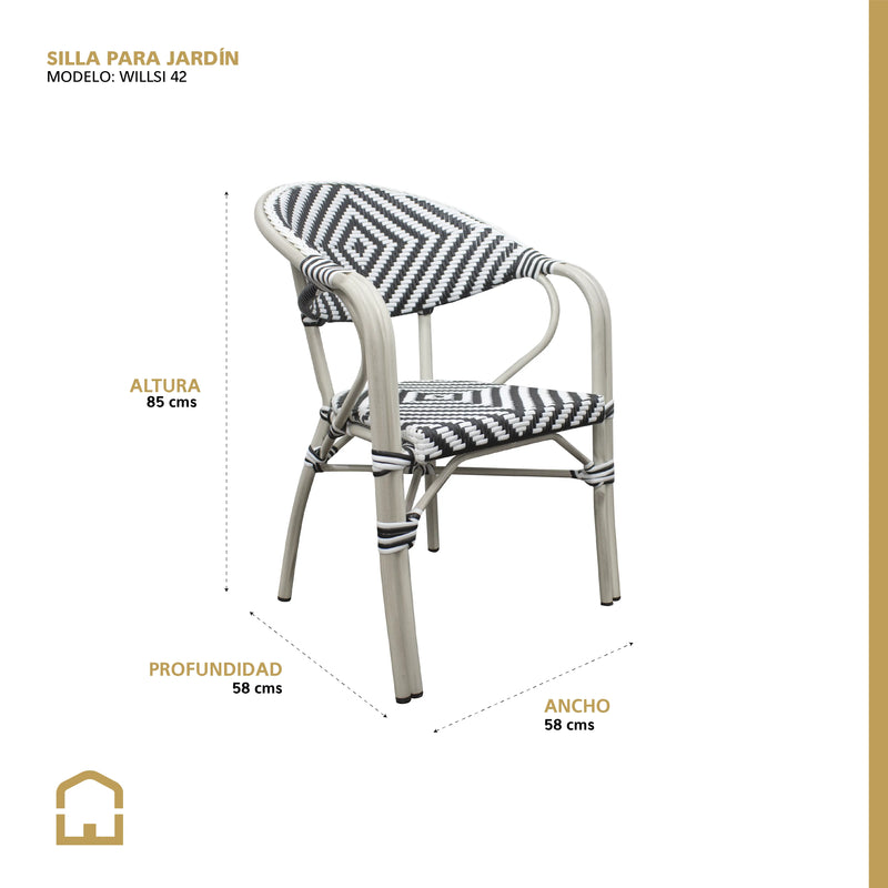 Cargue la imagen en el visor de la galería, Silla de Rattan para Exterior Color Negra/Blanco WILLSI-WIL02 CasaEaster