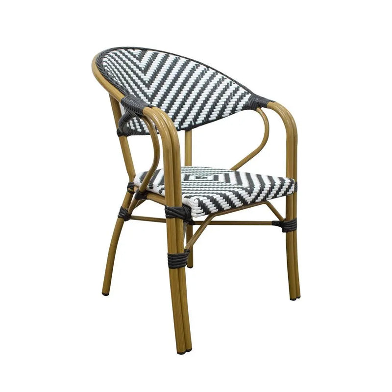 Cargue la imagen en el visor de la galería, Silla de Rattan para exterior e interior Color Negro/Blanco WILLSI-WIL43