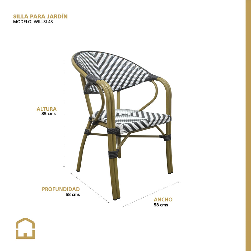 Cargue la imagen en el visor de la galería, Silla de Rattan para exterior e interior Color Negro/Blanco WILLSI-WIL43 CasaEaster