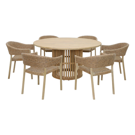 Comedor redondo Cairns 1.5 M+ 6 sillas Cairns color natural
