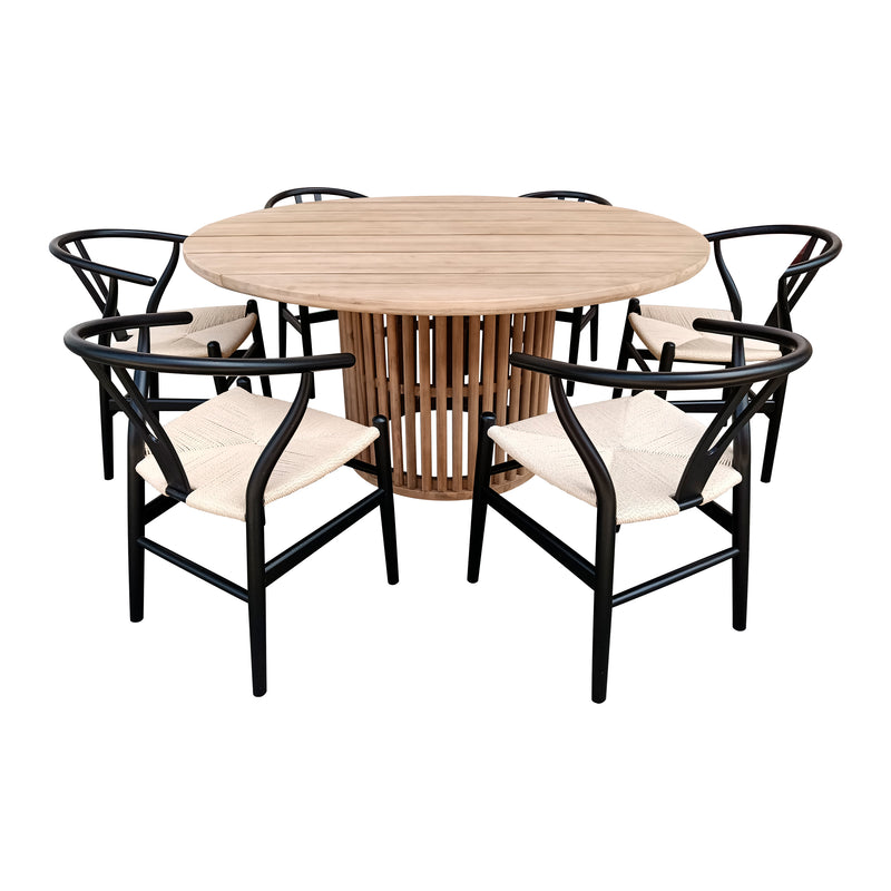 Cargue la imagen en el visor de la galería, Comedor redondo 1.5 M de Madera, Cairns + 6 sillas Wishbone FC10-NN