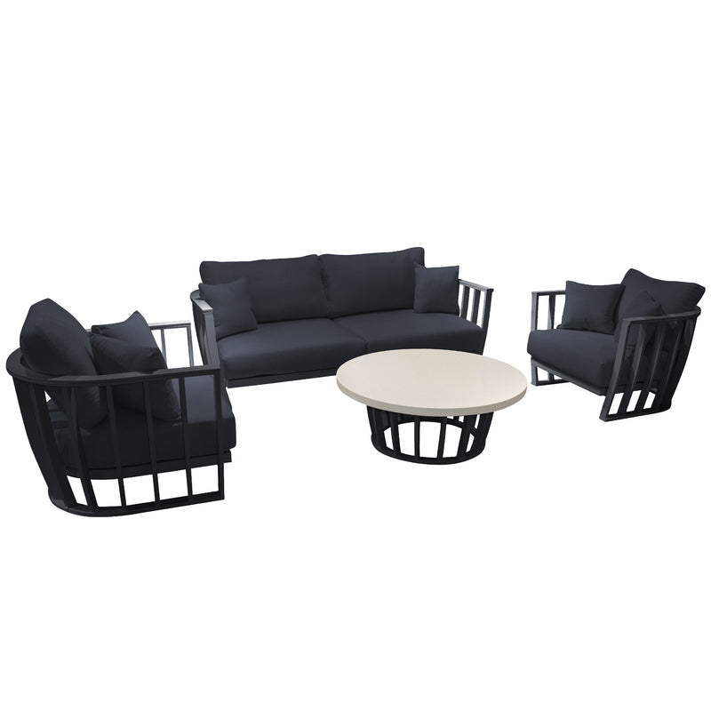 Load image into Gallery viewer, KAROLYNA Carbon Color Aluminum Outdoor and Indoor Living Room Set - SDAPEYJDLPMKC