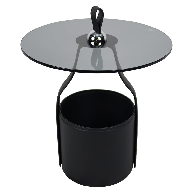 Cargue la imagen en el visor de la galería, Mesa Bistro CJ357 de Interior con piel sintética y cristal - CJ357-BLK