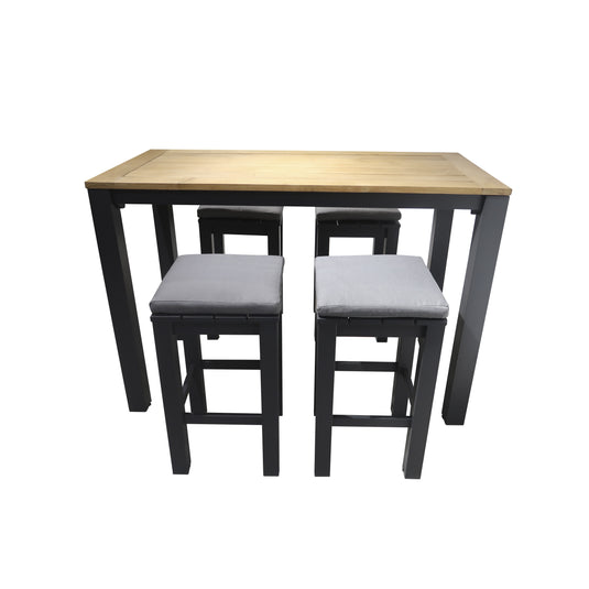 Comedor alto Clay 1.5 M+ 4 bancos Waterfall, color carbon - CL-WACA