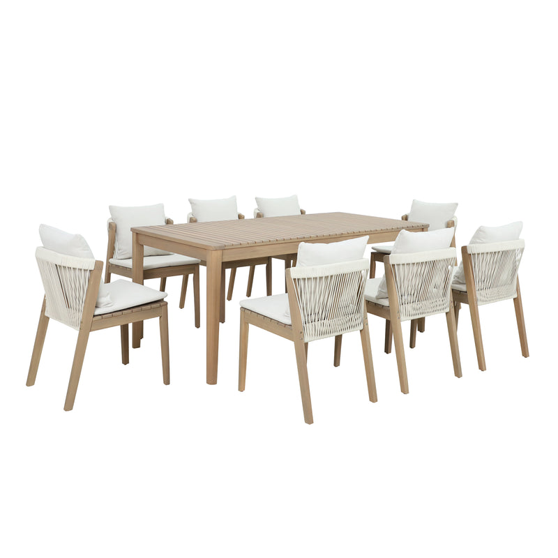 Cargue la imagen en el visor de la galería, Comedor de madera Nara 2 M + 8 sillas Nara color natural - HUC38391-NAT